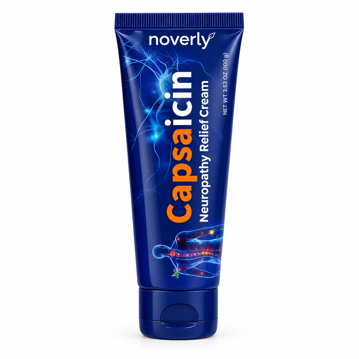 Noverly Capsaicin Neuropathy Relief Cream 0.1%, 100 g tube, front
