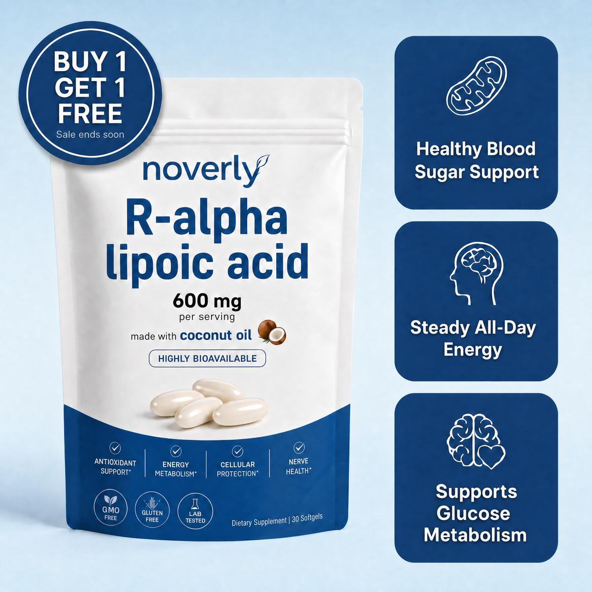 R-Alpha Lipoic Acid — 600mg Pure R-Form Softgels
