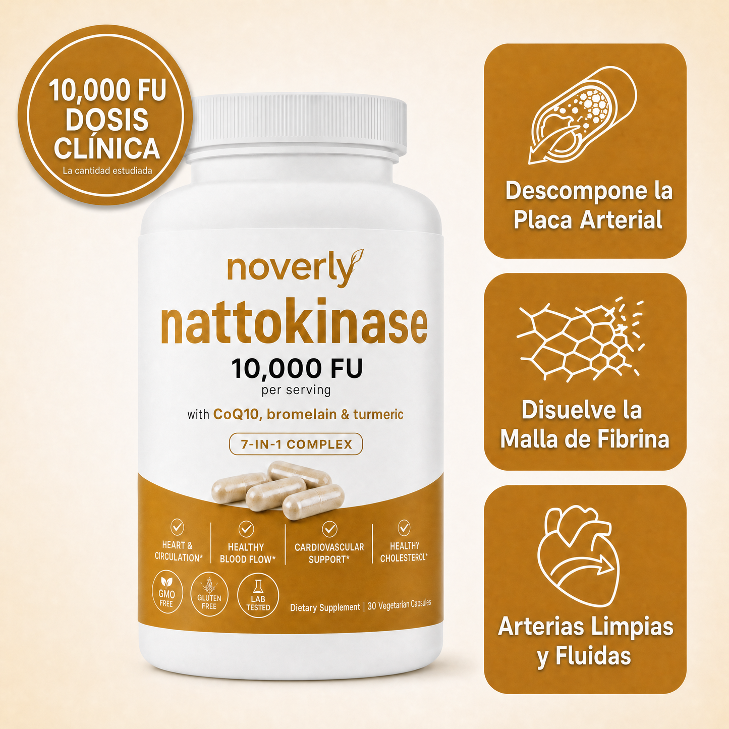 Nattoquinasa 10,000 FU Dosis Clínica