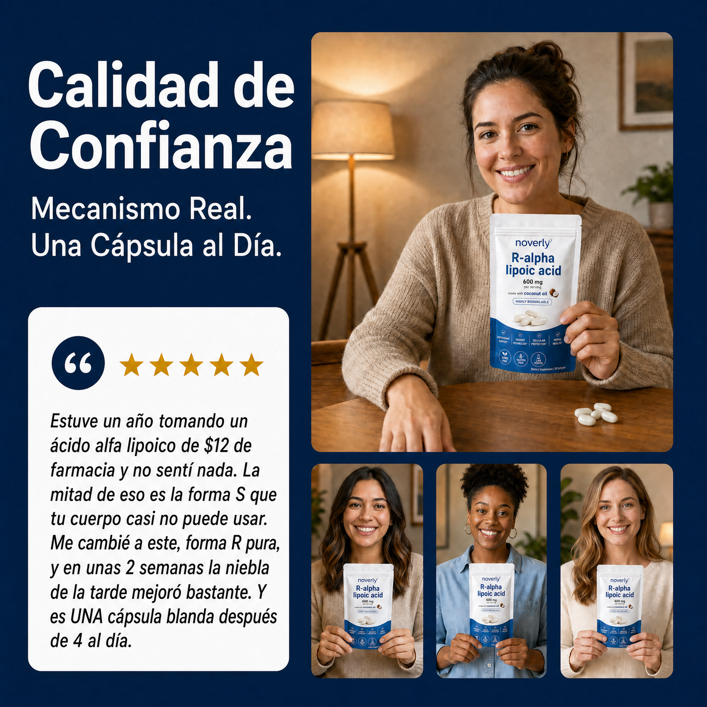 Ácido R-alfa lipoico — Cápsulas blandas de 600 mg en forma R pura