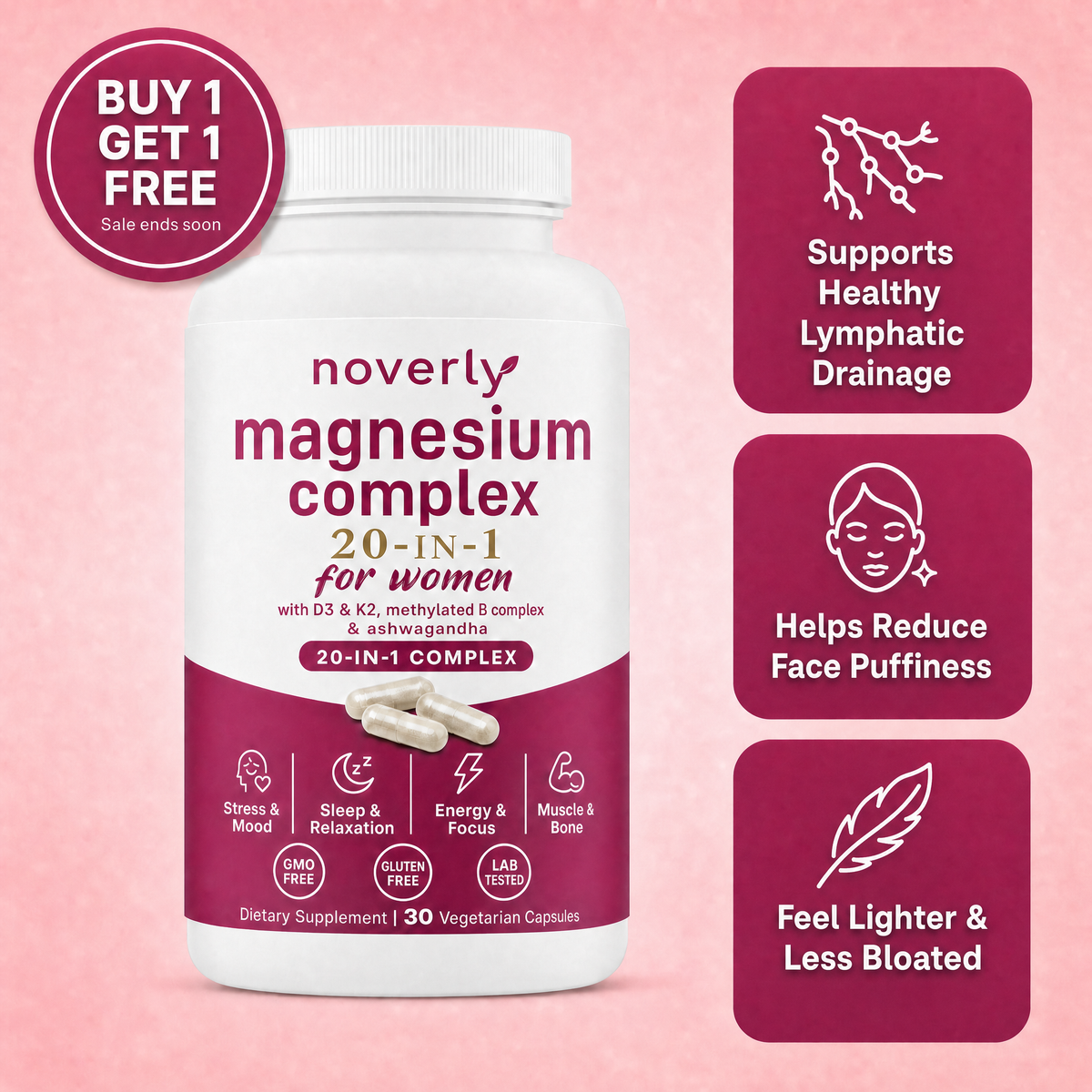 Noverly Max Potency Lymphatic Drainage Magnesium Complex — supports healthy lymphatic drainage