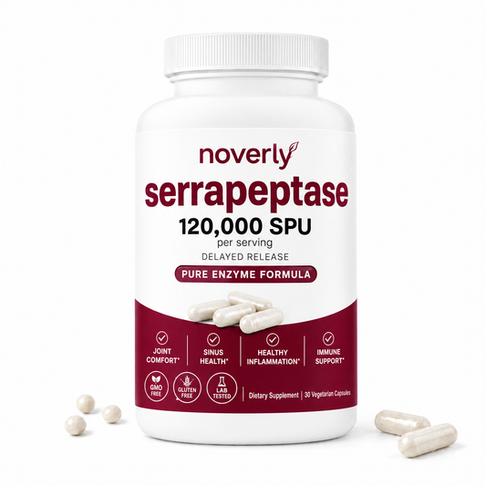 Noverly Serrapeptase 120,000 SPU bottle - 30 vegetarian capsules